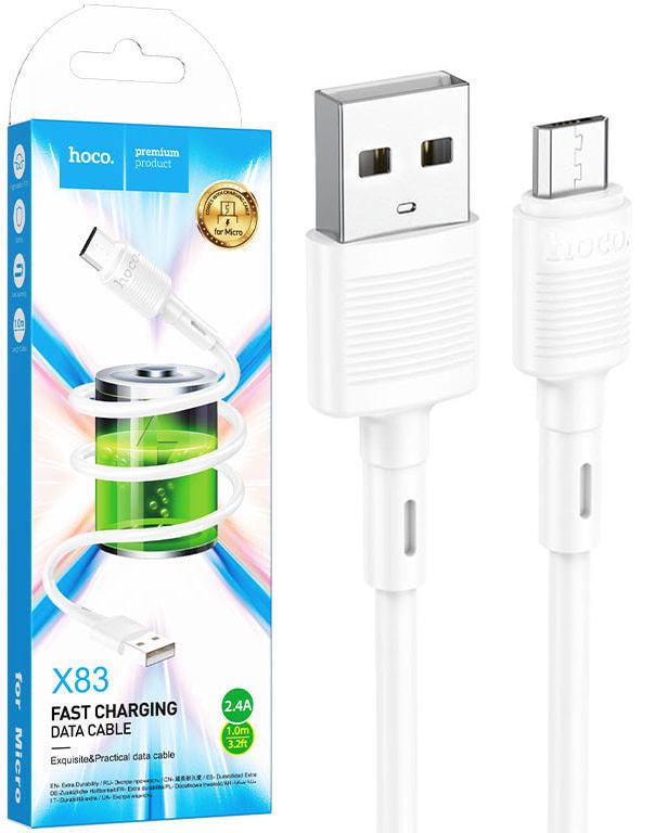 Кабель интерфейсный Hoco X83 USB-micro/USB 1 м White (33528)