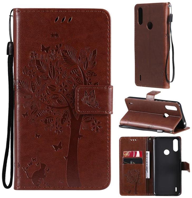 Чехол для Motorola E7 Power (рисунок кот и дерево) Brown (23765-30)