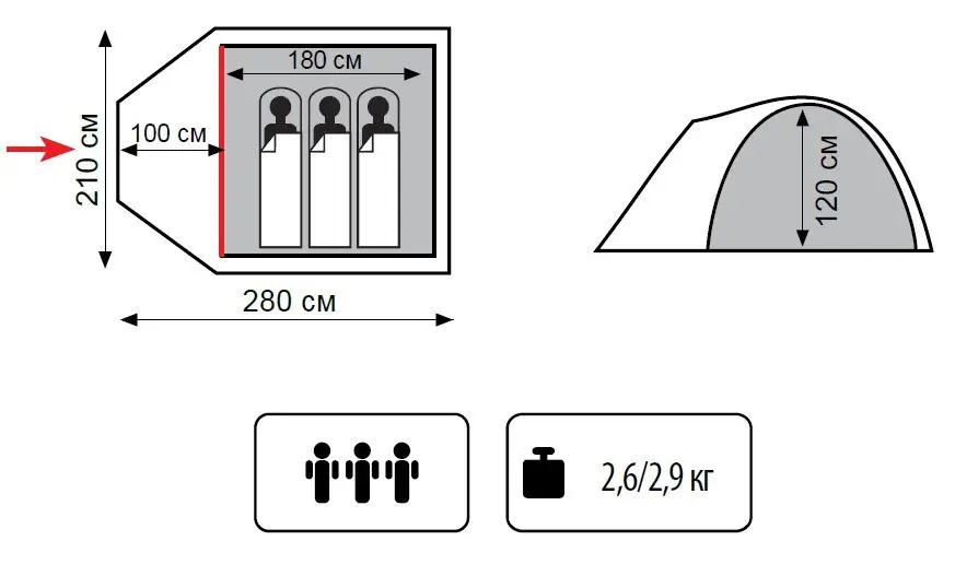 Палатка Totem Indi 3 v2 (UTTT-018) - фото 2