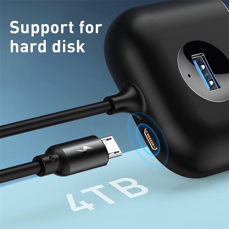 Хаб USB Baseus Square Round 1хUSB 3.0/3хUSB 2.0 1 м - фото 3