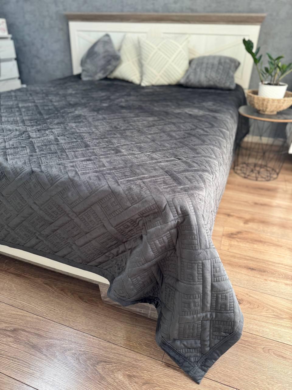 Плед велюровый Макси 230х260 см Графитовый (14071260) - фото 2