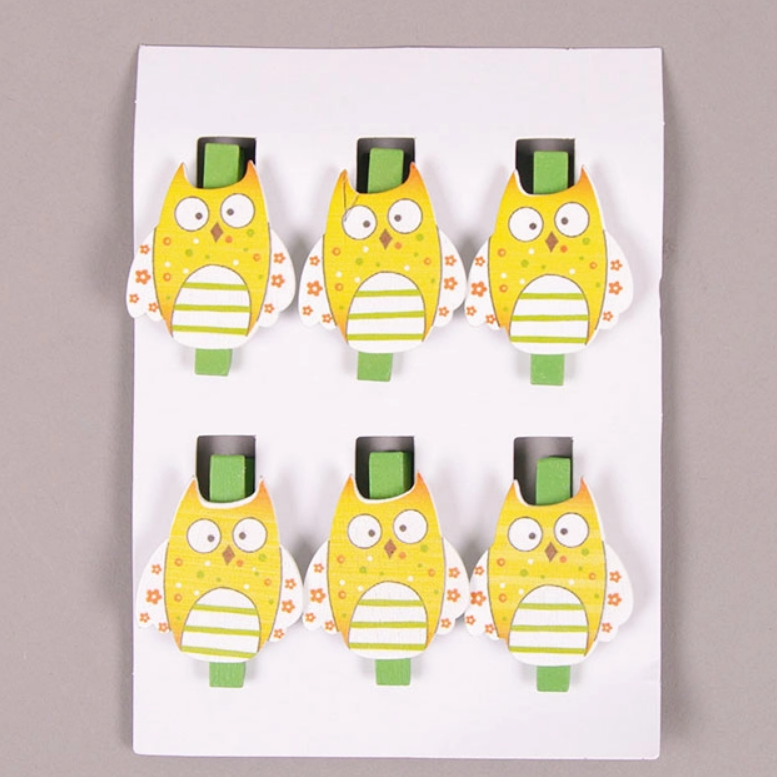 Декор Сова на прищепке 6 шт. (40040)