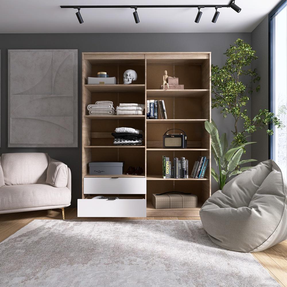 Шкаф распашной для одежды с выдвижными ящиками Эверест Сити-1600 160,2x50x204,6 см Дуб сонома/Белый (EVR-071122) - фото 3 Шкаф распашной для одежды с выдвижными ящиками Эверест Сити-1600 160,2x50x204,6 см Дуб сонома/Белый (EVR-071122) - фото 3