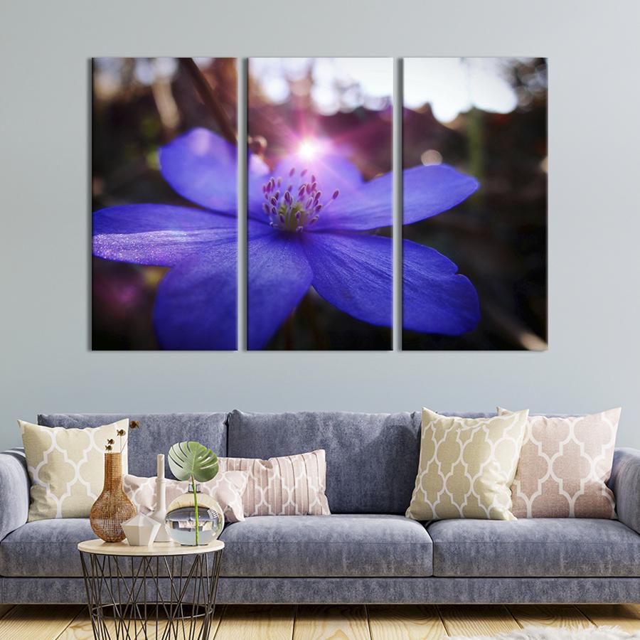 Картина на холсте триптих Нежный лазурный цветок 156x100 см (827-31)