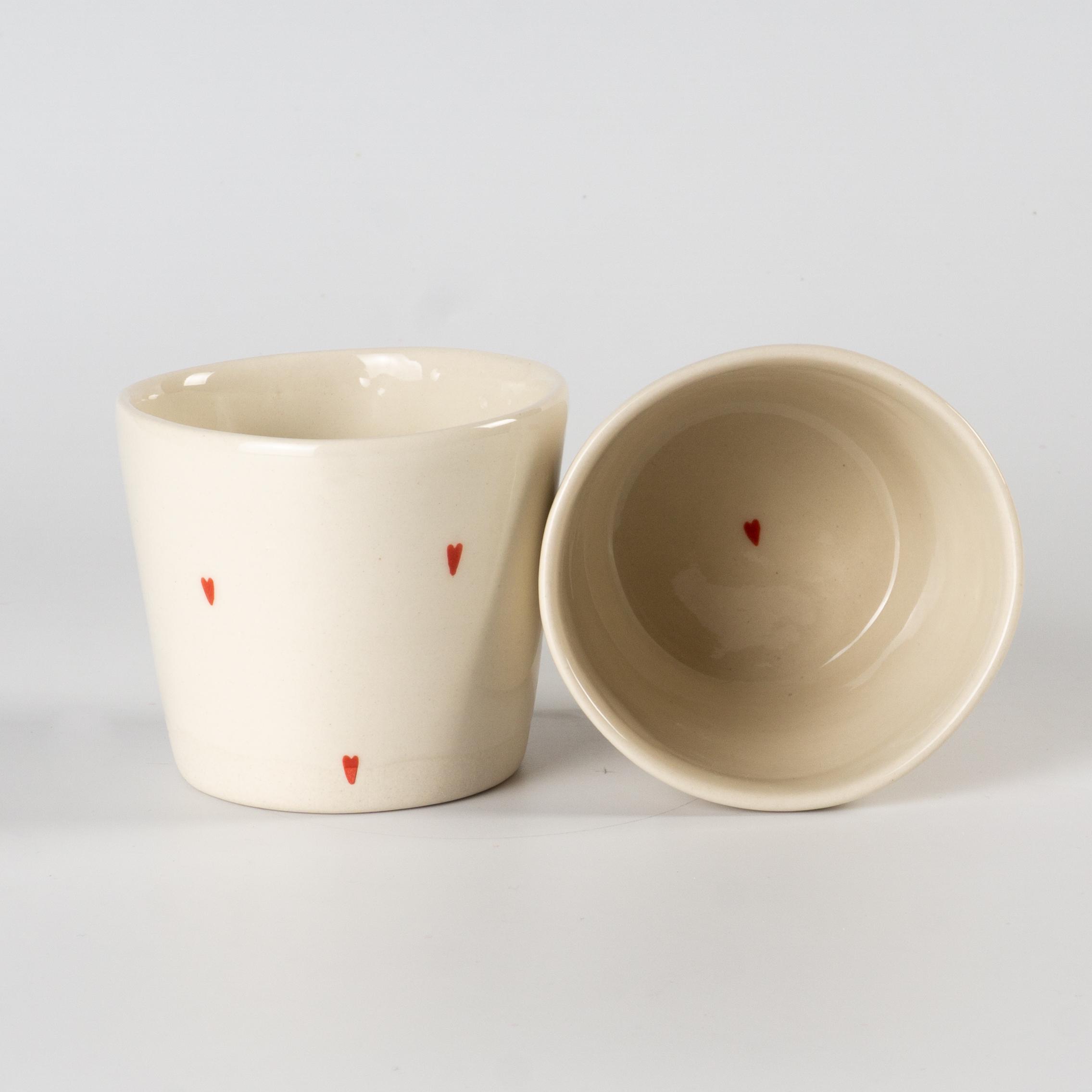 Стаканчик керамический с сердечками ручная работа полуфарфор 200 мл (PRS-GL-IMG-ONE-I-HEART) - фото 2