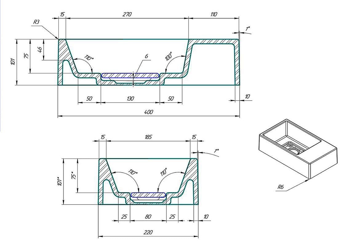 Умывальник подвесной Luxor Aldo R Black (742) - фото 12