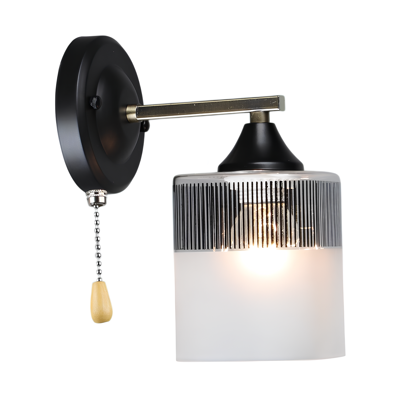 Бра Valeso з матовим плафоном в смужку під лампу Е27 Чорний/Бронзовий (B A4425/1W AB+BK)