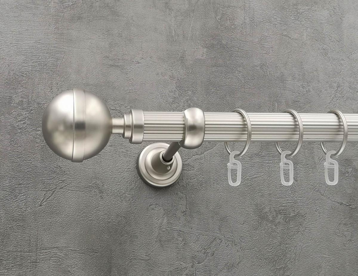 Карниз Quadrum Калисто рифленая штанга одинарный открытый 25 мм 240 см Сатин (264768671)