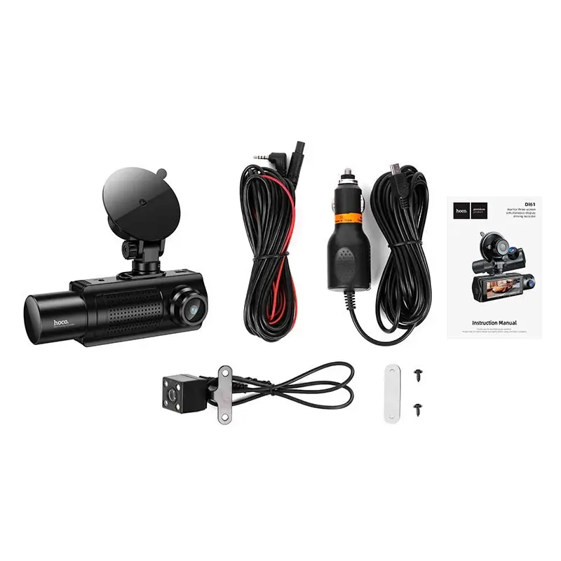 Автомобильный видеорегистратор Hoco DI61 145° с передней/салонной/задней камерой Black (30167348) - фото 4 Автомобильный видеорегистратор Hoco DI61 145° с передней/салонной/задней камерой Black (30167348) - фото 4