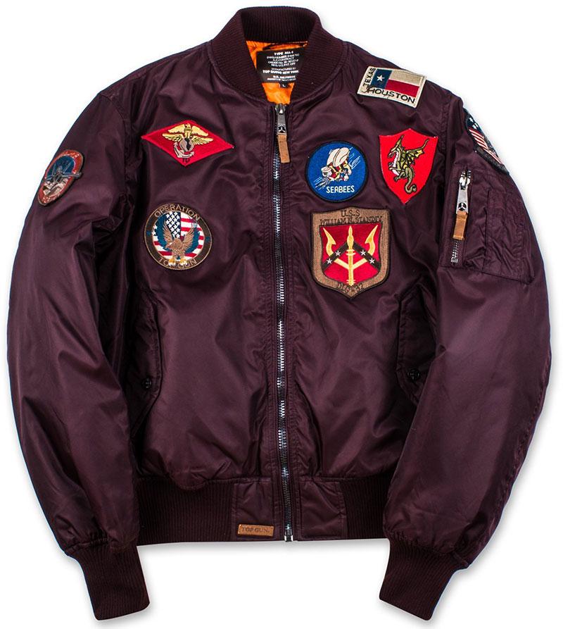 Бомбер Top Gun MA-1 Nylon Bomber Jacket with patches XS Maroon (TGJ1540PMXS) - фото 1