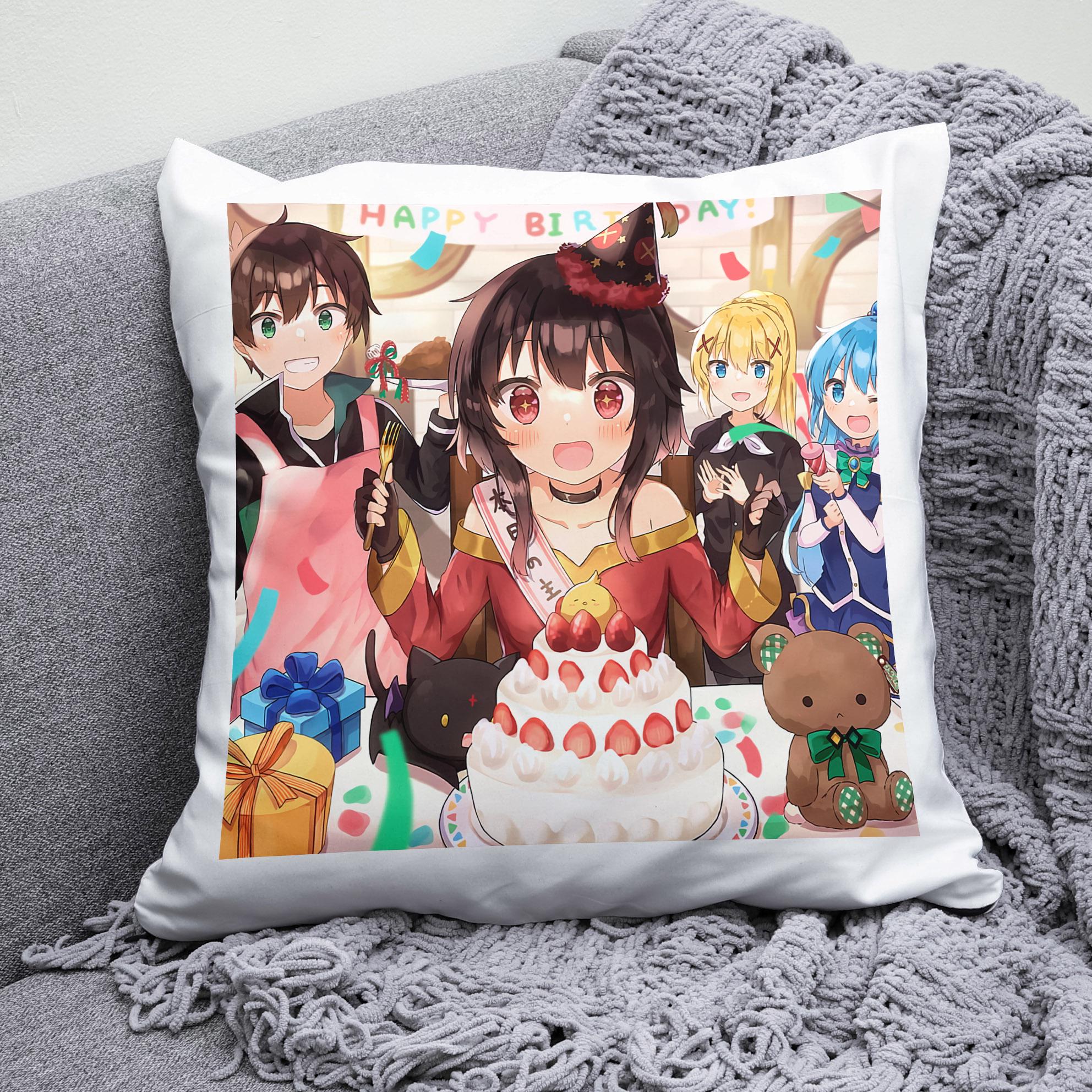 Плюшевая подушка квадрат с принтом KonoSuba Этот замечательный мир! "2