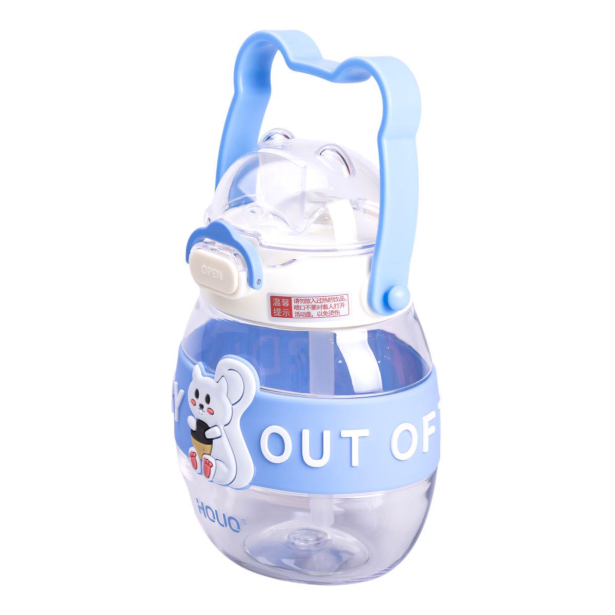 Пляшка для води дитяча з трубочкою з ручкою та ремінцем 15 см 580 мл Синій (6753) - фото 7 Пляшка для води дитяча з трубочкою з ручкою та ремінцем 15 см 580 мл Синій (6753) - фото 7