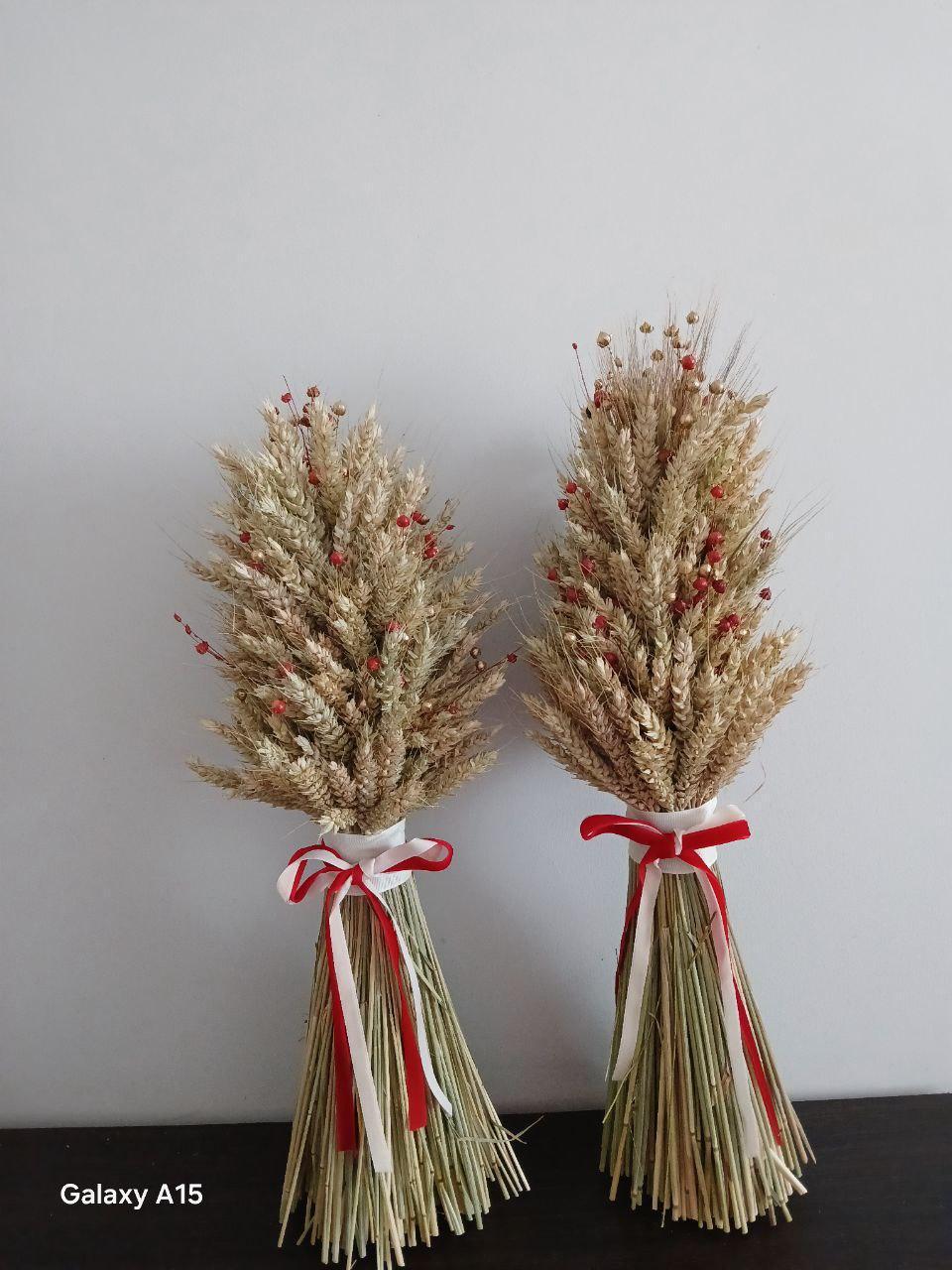 Дідух різдвяний з колосcя пшениці/льону та вівса 50-55 см з білою стрічкою (2822760190) - фото 8 Дідух різдвяний з колосcя пшениці/льону та вівса 50-55 см з білою стрічкою (2822760190) - фото 8