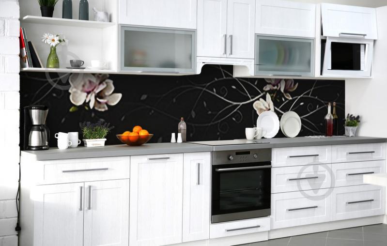 Скинали на кухню Zatarga «Орхидея на чёрном» 600х2500 мм виниловая 3Д наклейка кухонный фартук самоклеящаяся Скинали на кухню Zatarga «Орхидея на чёрном» 600х2500 мм виниловая 3Д наклейка кухонный фартук самоклеящаяся