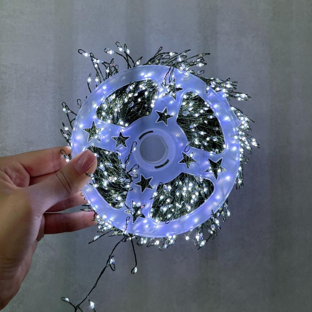 Гирлянда Роса Хвойная лапа с зеленой проволокой 50 м 1500 LED от розетки 8 режимов Холодный белый - фото 2