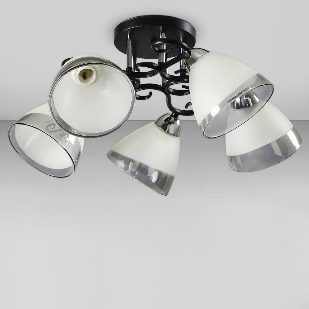Люстра стельова Light House SC-18731/5 CR+BK d 520х240 мм Хром/Чорний/Білий/Сірий