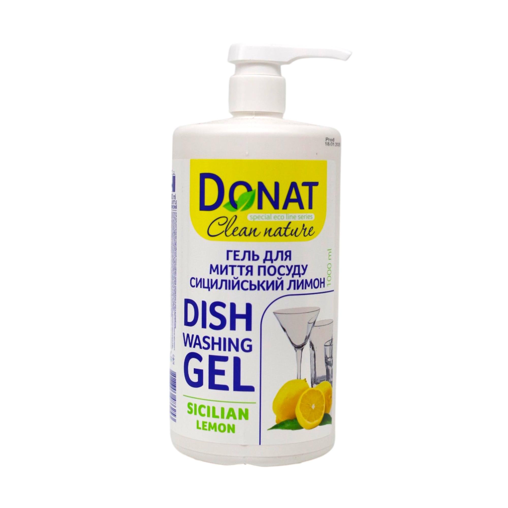 Гель для мытья посуды Donat Clean Nature Сицилийский лимон 1 л (НФ-00008048)