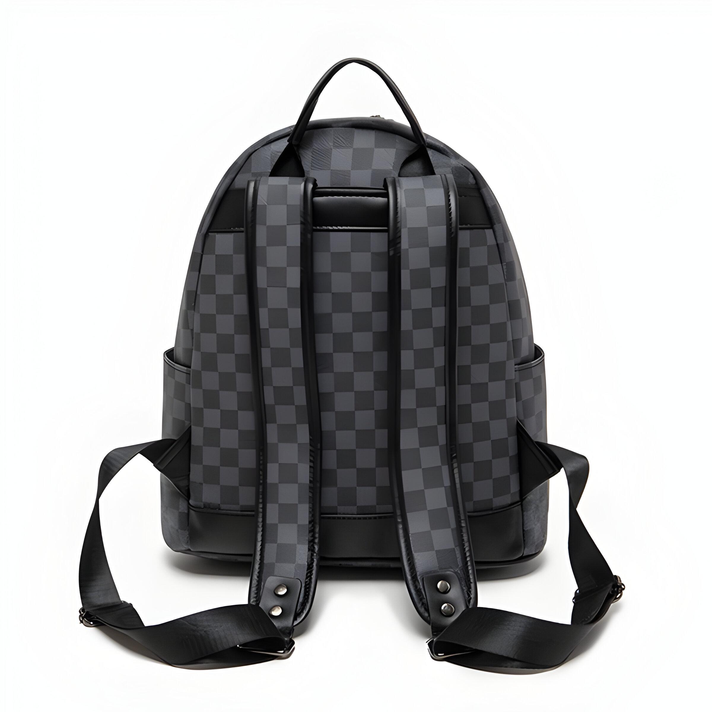 Рюкзак женский повседневный в клетку 30х13х35 см Черный (2255) - фото 2