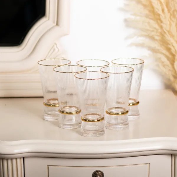 Набір склянок Stunning високих 6 шт. по 400 мл Прозорий/Золотий - фото 4