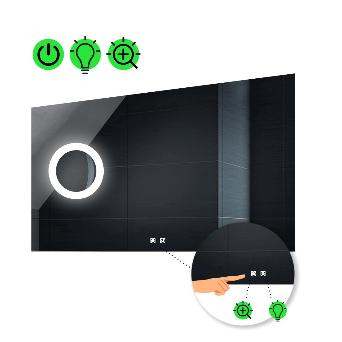 LED-зеркало 100x80 см с двумя сенсорами/линзой и подсветкой Lucia (luciag168)