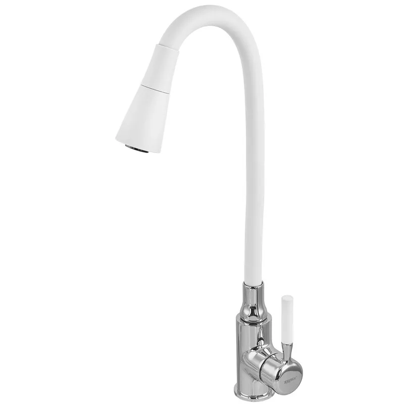 Змішувач для кухні Zerix Atrium-011-T силіконовий вилив Chrome/Refl White (ZX4719)
