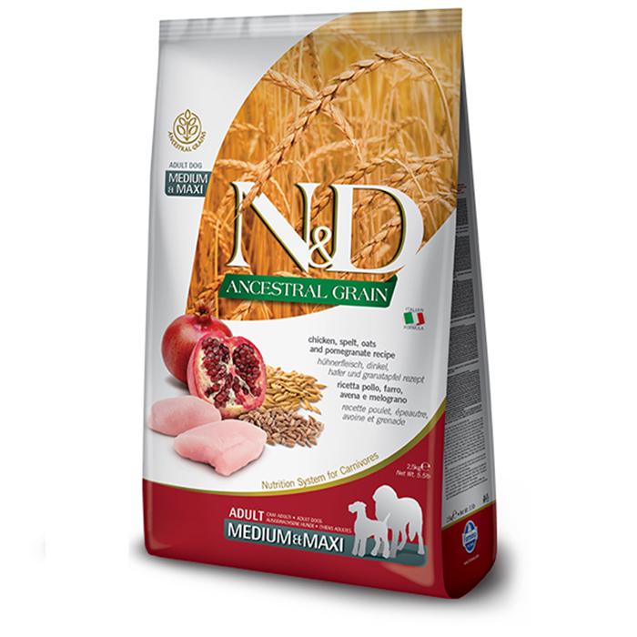 Корм для собак низькозерновий Farmina Dog N&D Low Grain Chicken & Pomegranate Medium & Maxi з куркою 2,5 кг (156381)