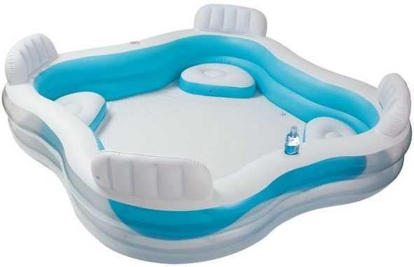 Басейн надувний Intex Family Lounge Pool з сидіннями та підсклянниками 229х229 см (28443297)