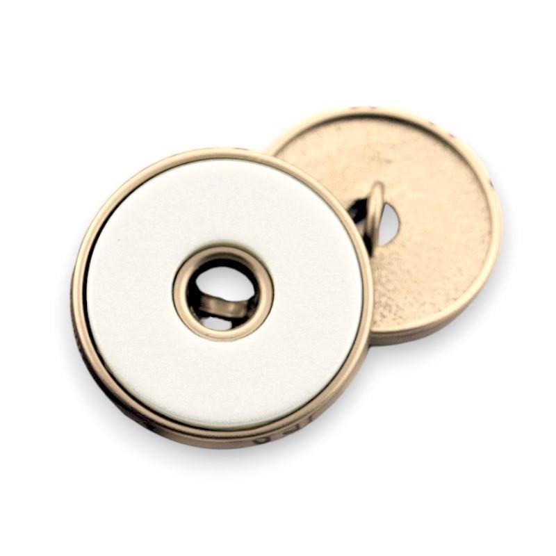 Пуговица Double circle LuxFabric на ножке металл 25 мм 1 шт. Белый/Бежевый матовый (ПВ0025д53)