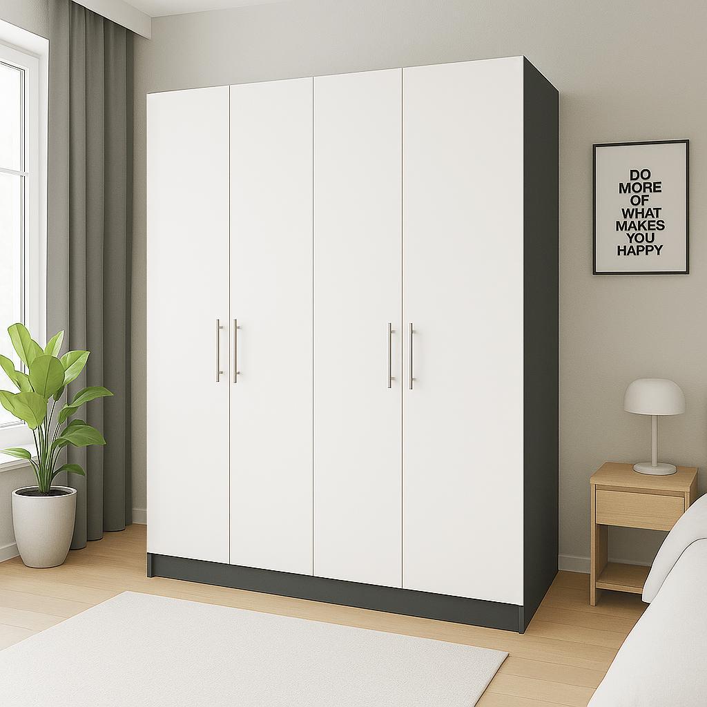 Шафа розпашна ШР4 SENAM 2500х2000х450 мм корпус ДСП Антрацит фасад ДСП Білий (ШР4.25.45.20.10)