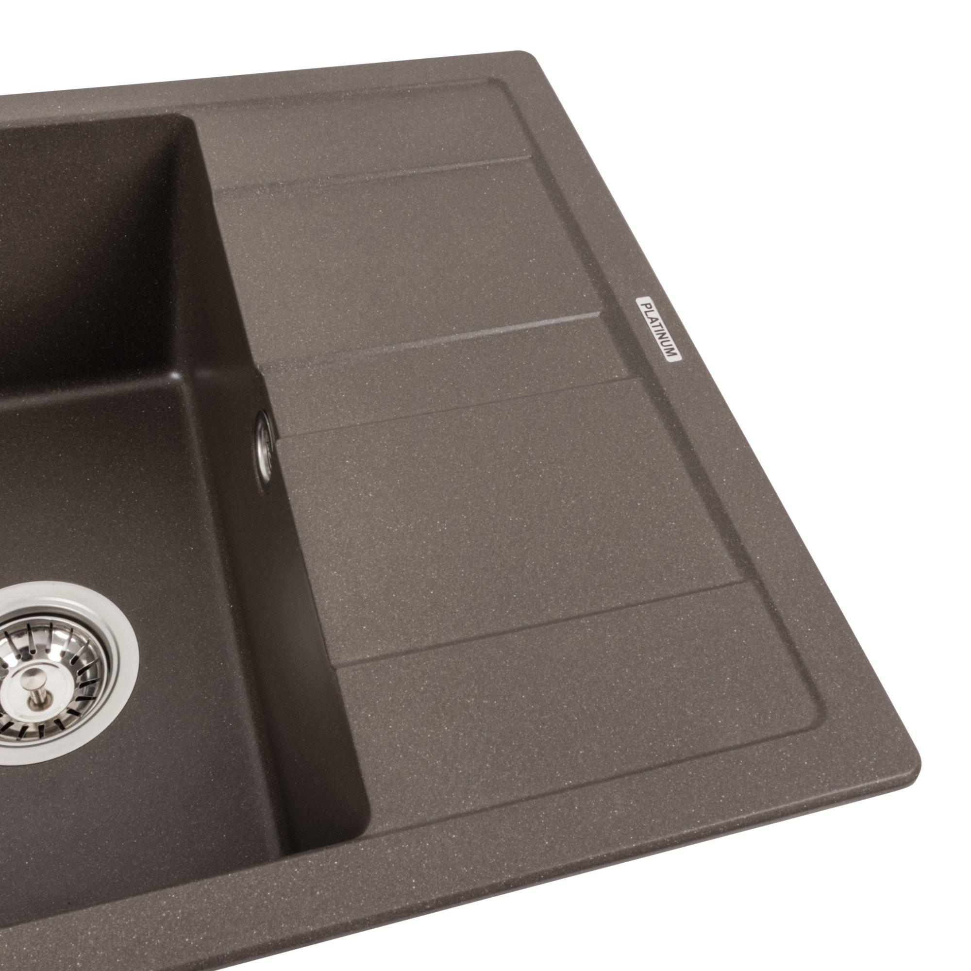 Мийка гранітна для кухні Platinum 5851 ARIA матова Темна скеля - фото 3 Мийка гранітна для кухні Platinum 5851 ARIA матова Темна скеля - фото 3