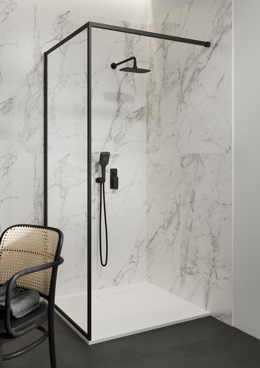 Душова стінка з тримачем Cersanit Larga Walk-in S932-140 120x200 см профиль Чорний (250833) - фото 4