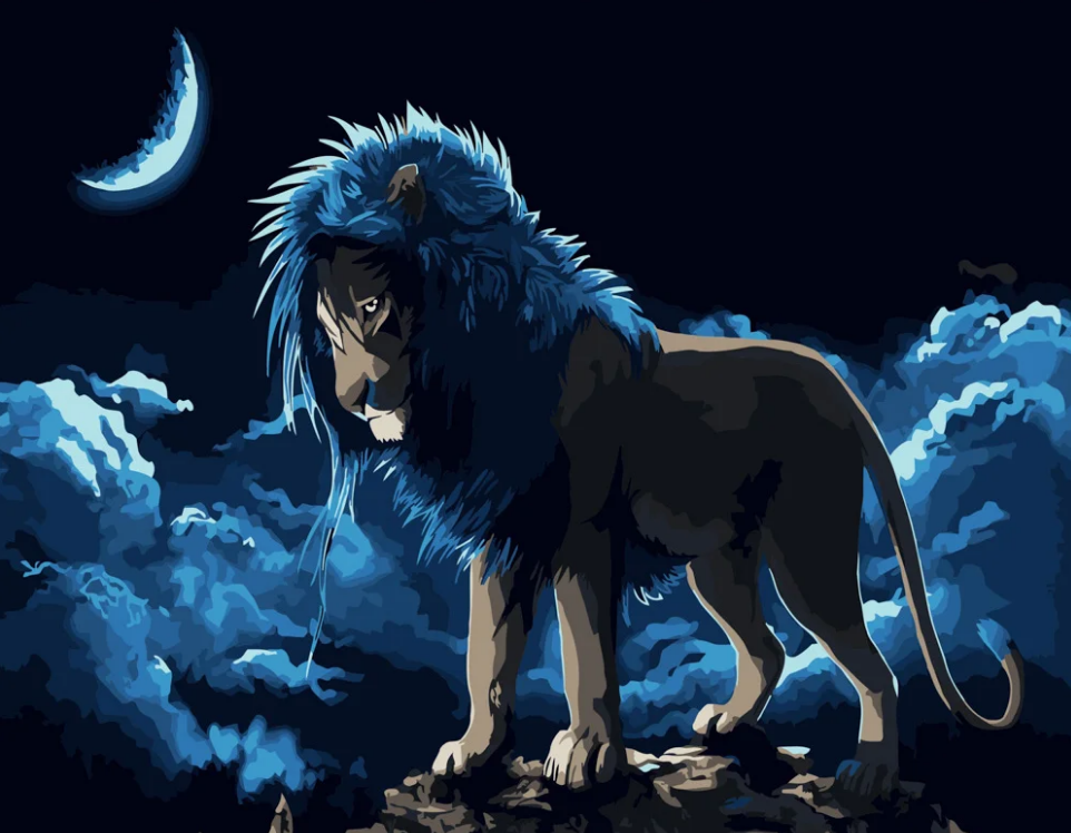 Картина по номерам Strateg Лев под луной 40x50 см (DY197)