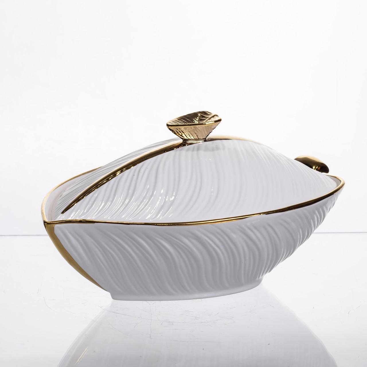 Каструля з кришкою 800 мл 26х18х14 см Білий з золотом