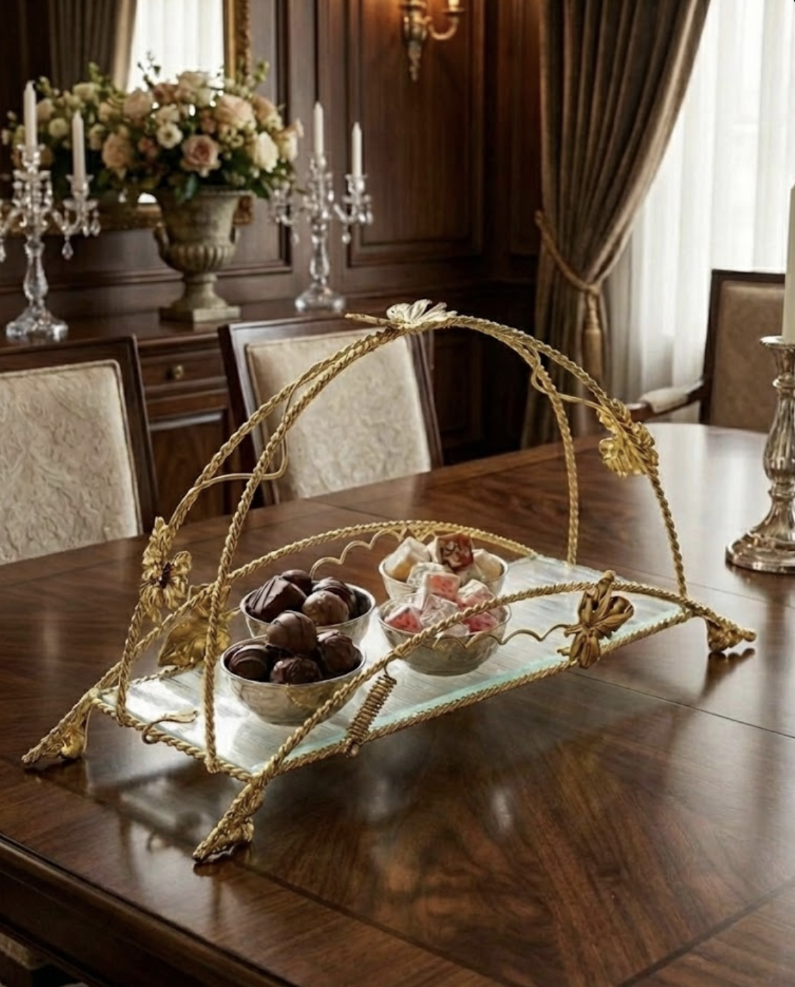 Ваза для конфет Zeyve металлическая со стеклянным основанием 40х20 см Золотой (S-TL108A)