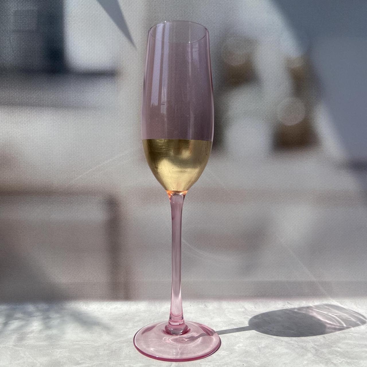 Бокал для шампанського із золотим обідком 250 мл Рожеве золото (21-AT10239) - фото 8