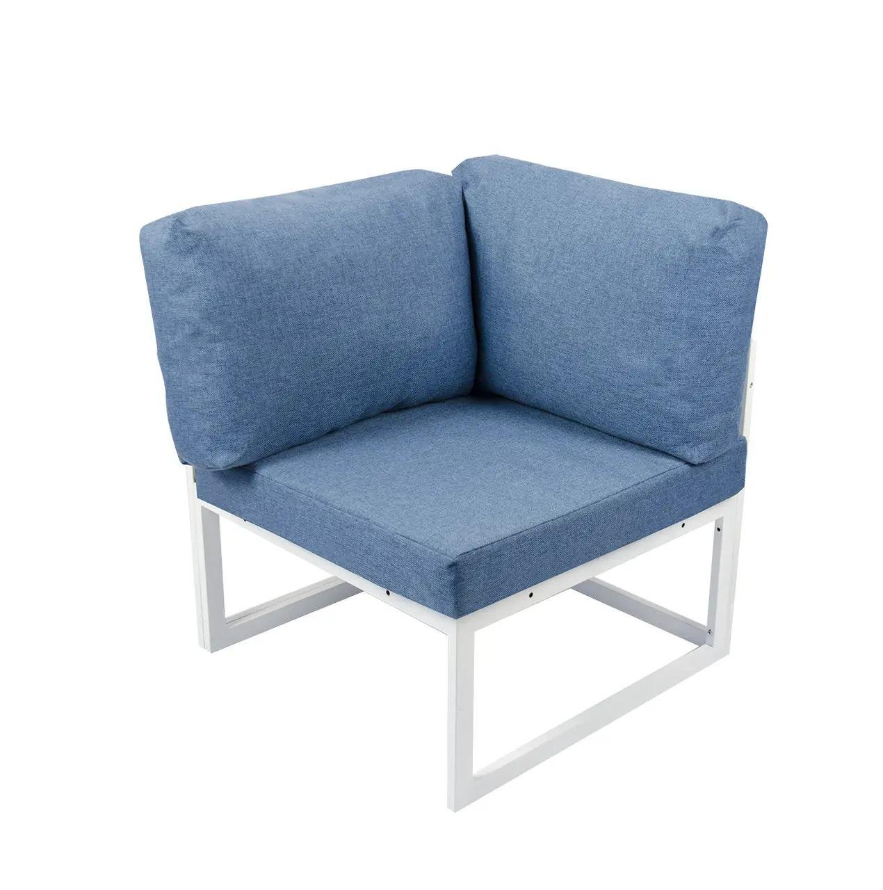 Пуф угловой Treeland Мирабель мягкий металл/ткань Голубой/Белый (4010118)