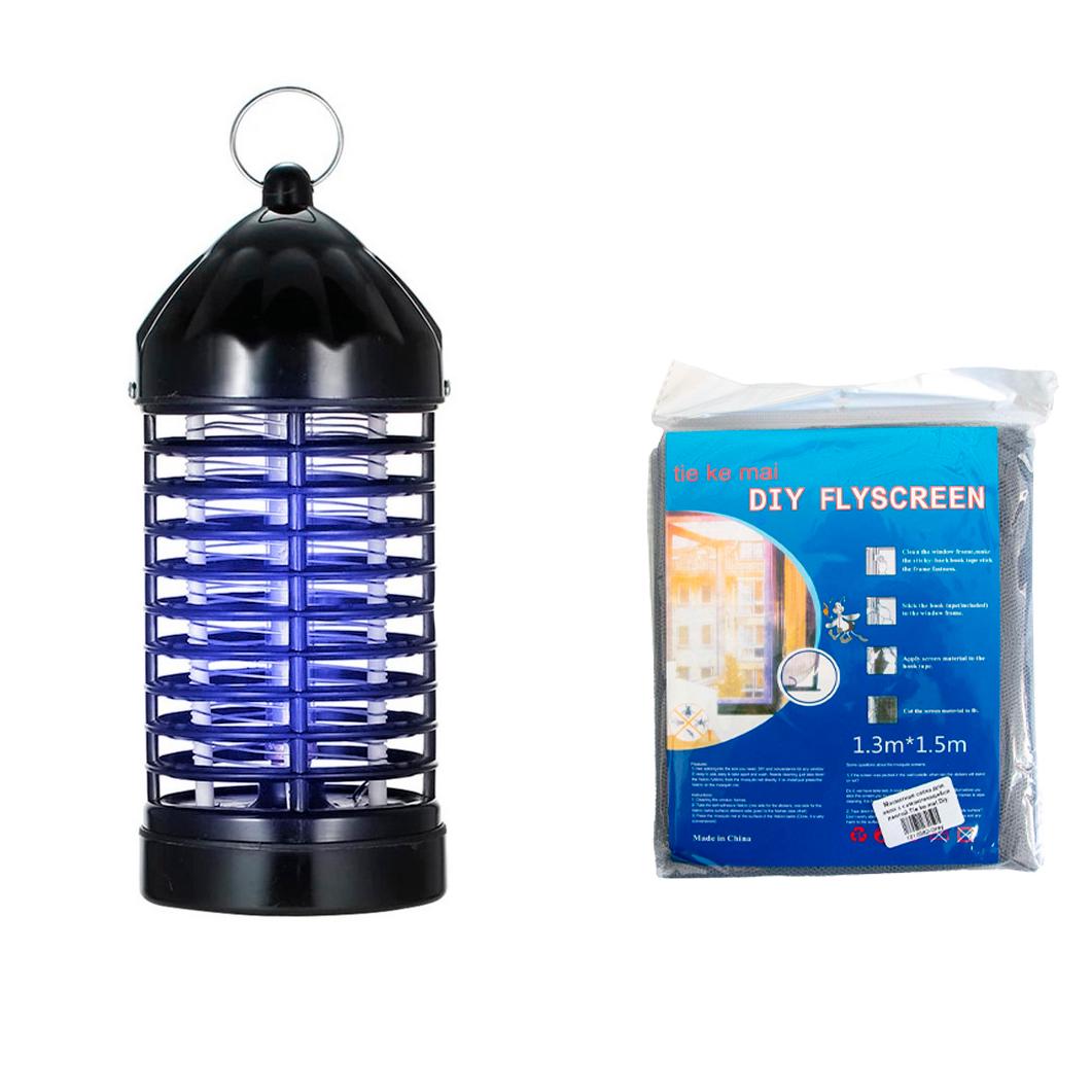 Лампа от насекомых Insect killer lamp XL-228 и москитная сетка для окна Tie ke mai Diy Flyscreen Серый (3000216-TOP-2)