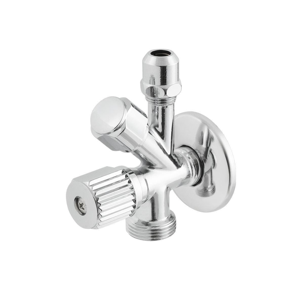 Кран приборный угловой Raftec VYU0100502 1/2x3/8x3/4" ЗЗ Silver (SW-99365)
