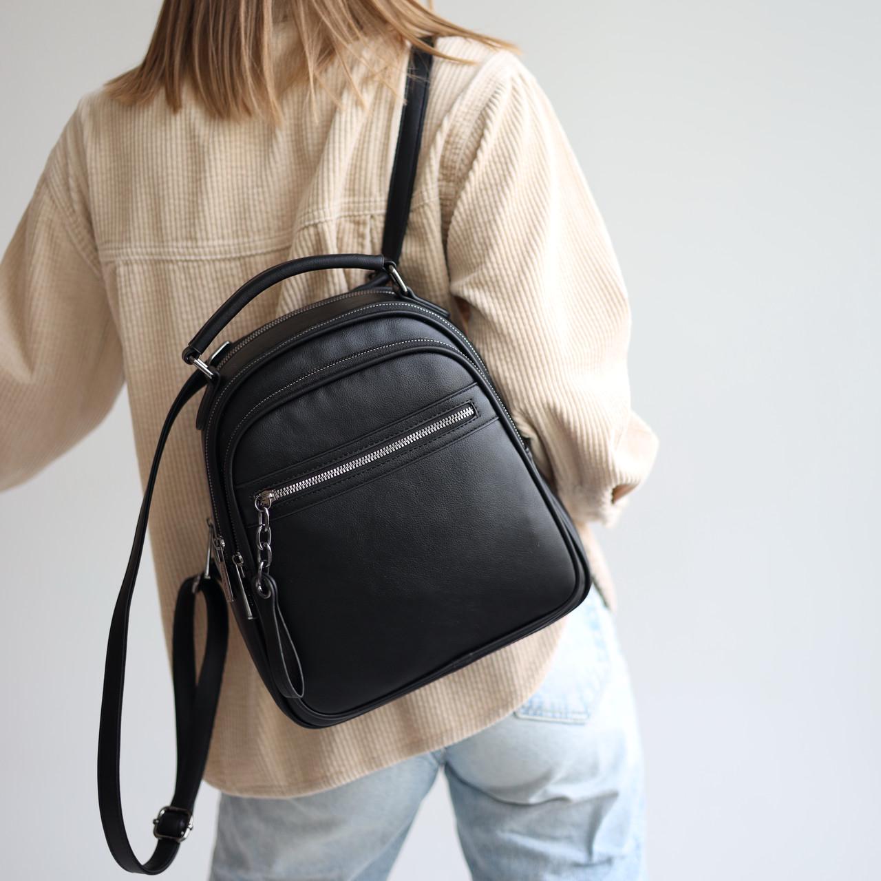 Рюкзак жіночий Smile молодіжний штучна шкіра Чорний (HS8124 black)