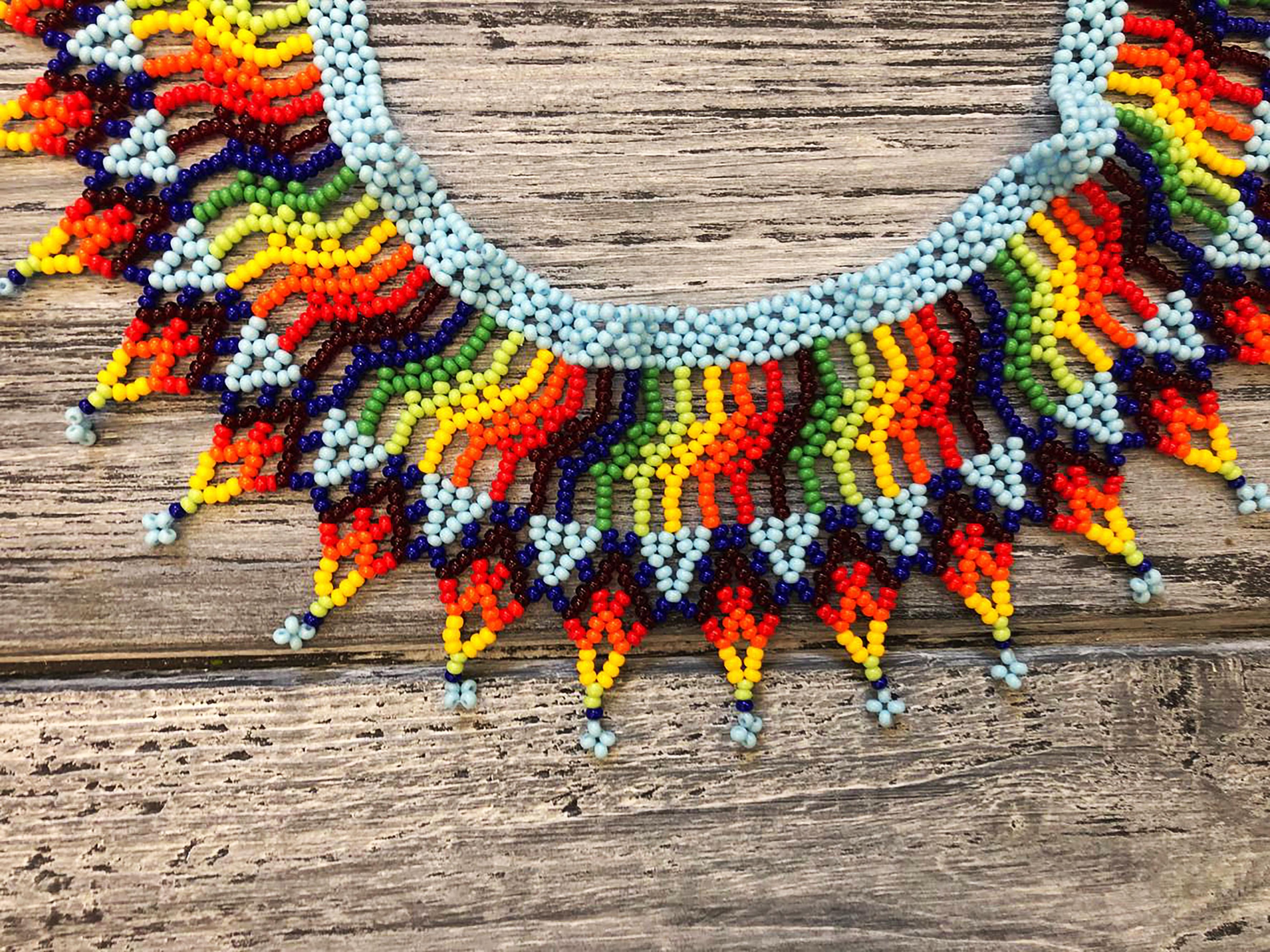 Колье-силянка из бисера HatynkaUA Rainbow Necklace ручной работы (SUN999_18) - фото 3