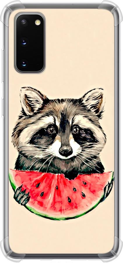 Чехол на Samsung Galaxy S20 Енотик с арбузом (4605sp-1824-42517)