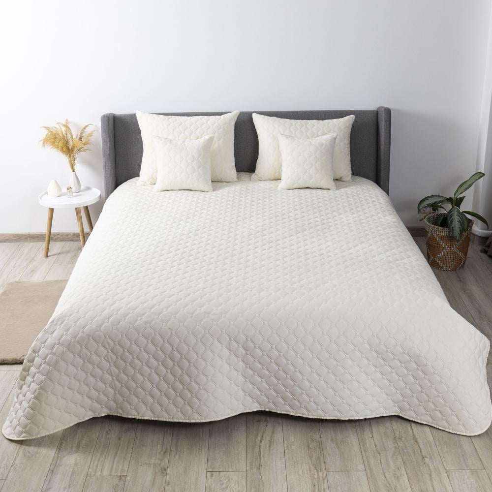 Покрывало ТЕП Velour ромб круглый 220x240 см Молочный (9702)