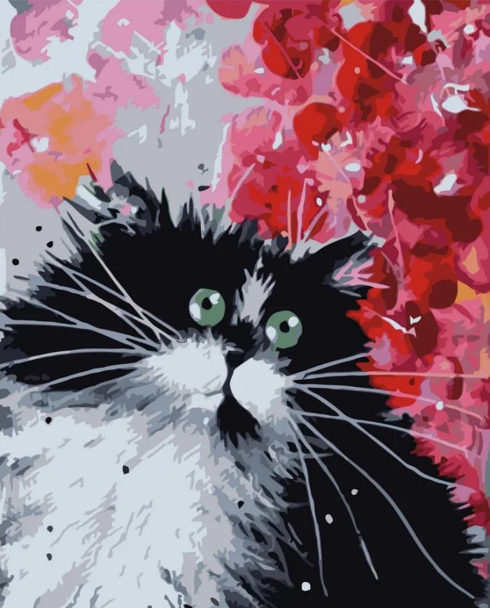 Картина по номерам Strateg Черно-белый котик 40x50 см (VA-0504) Картина по номерам Strateg Черно-белый котик 40x50 см (VA-0504)