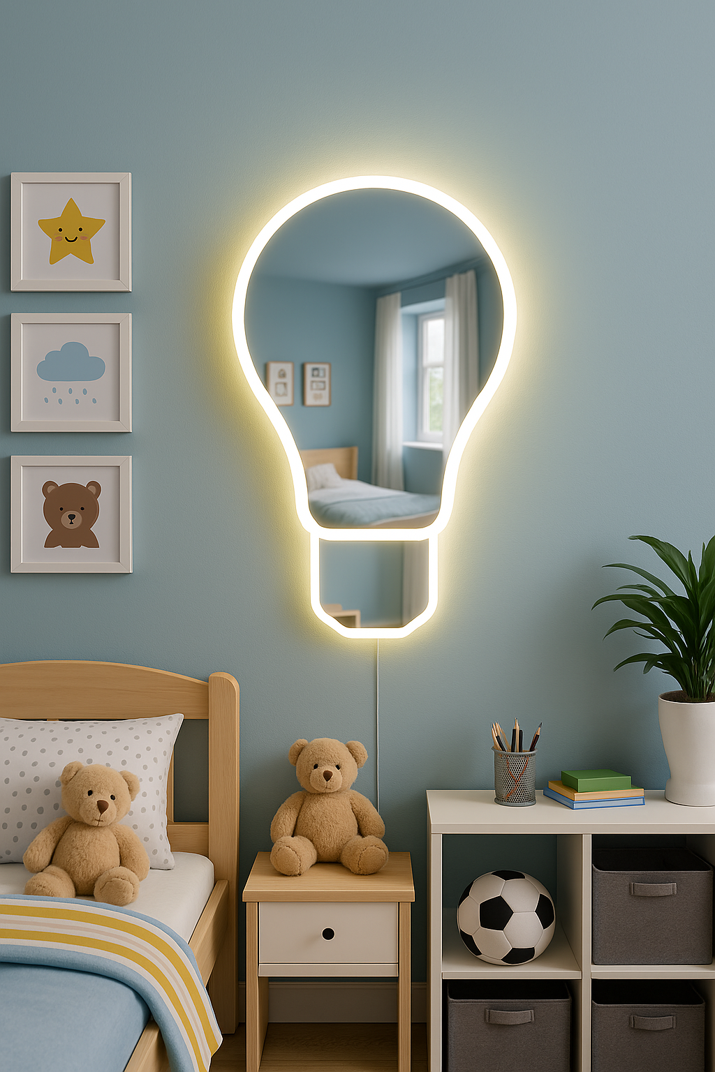 Зеркало фигурное "Лампа" 800х55 см с LED-подсветкой