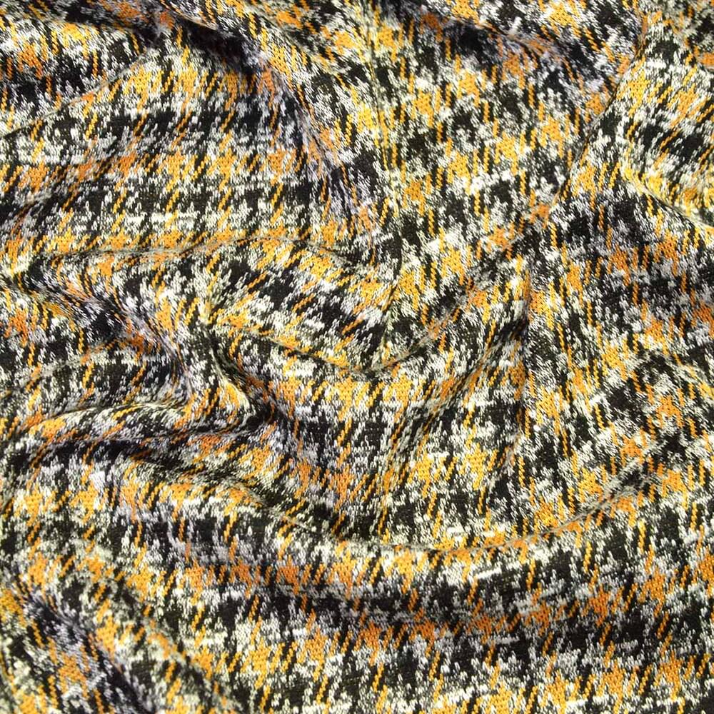 Ткань трикотаж жаккард Леонсия V-8/1 Горчица/Черный (17248)