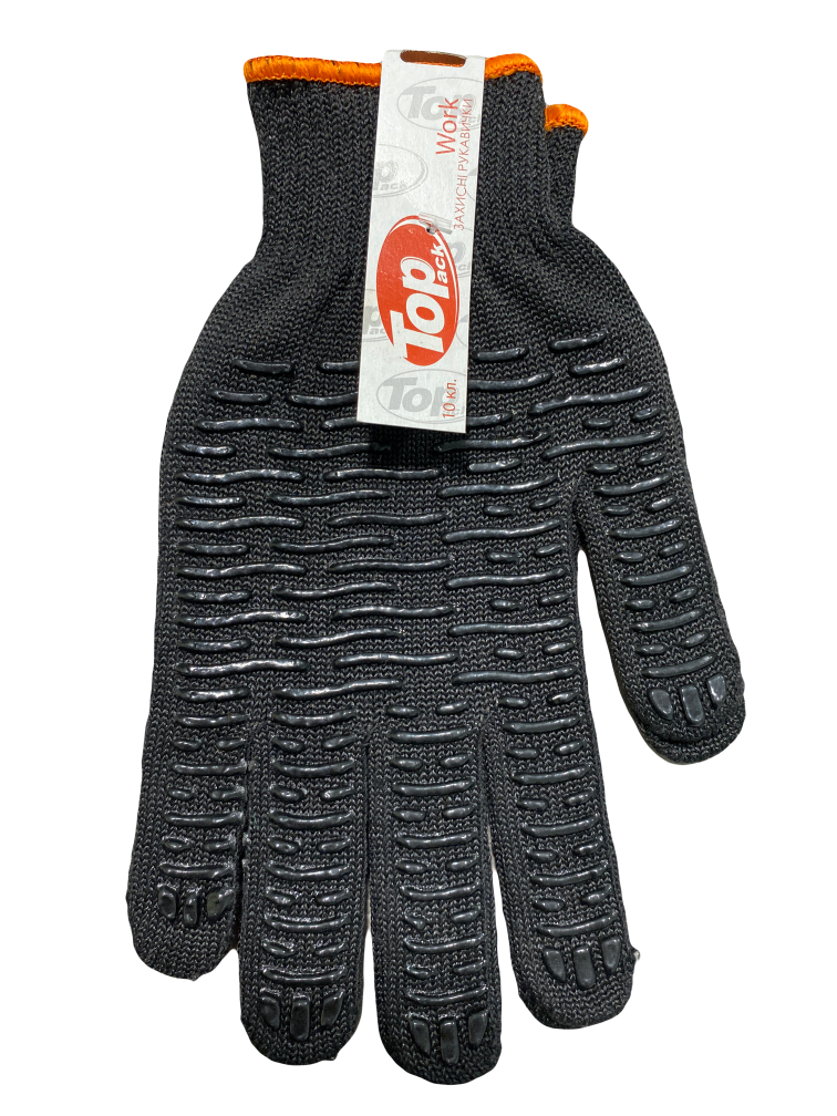 Перчатки Work ПВХ волна 10 класс XL Черный (1002)