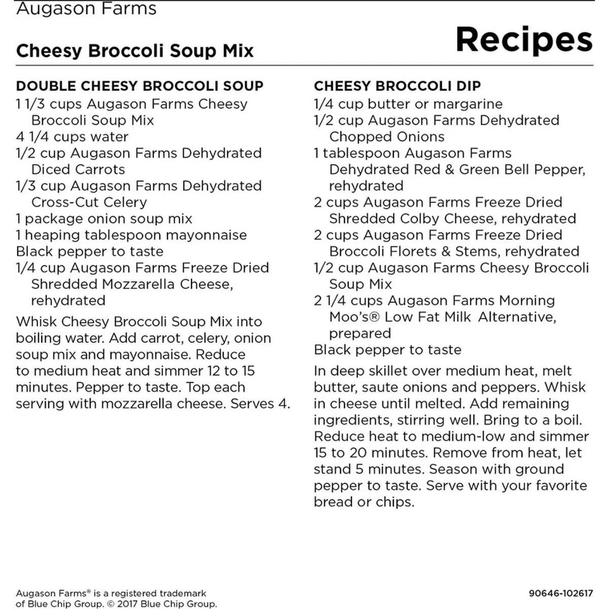 Сублімований сирний суп з броколі Augason farms 32 порції з великим терміном придатності (101100) - фото 4 Сублімований сирний суп з броколі Augason farms 32 порції з великим терміном придатності (101100) - фото 4