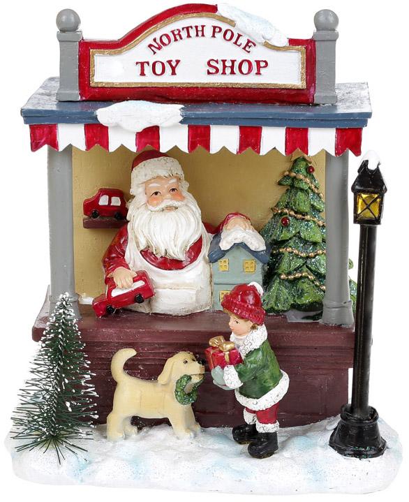 Новогодняя композиция North Pole Toy Shop с Led-подсветкой 15х10х17 см полистоун (BD-197-729)