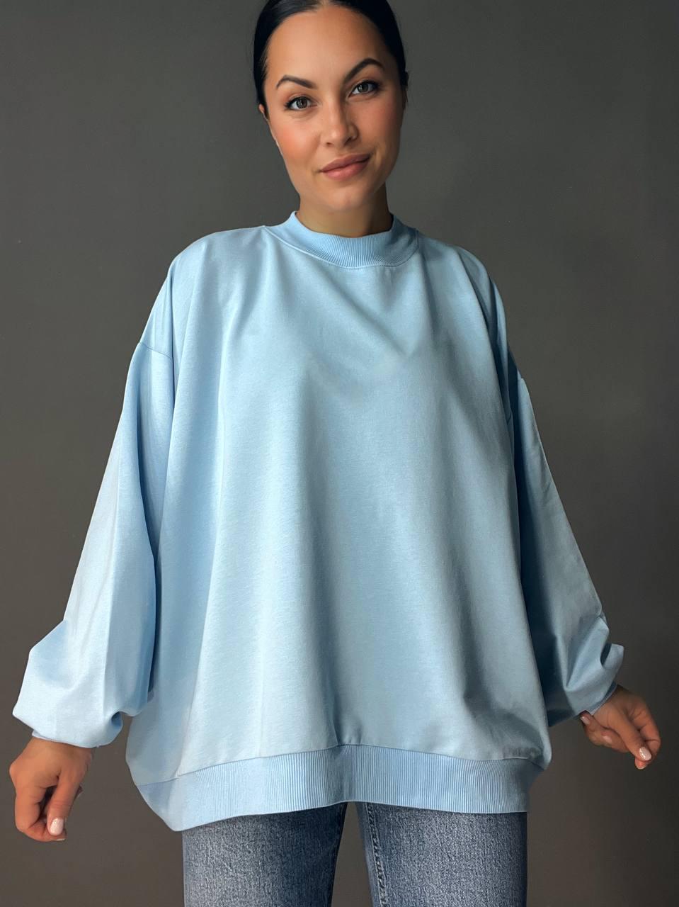 Світшот жіночий MY CITY 3044 широкий дуже вільного крою OS Блакитний (1713) - фото 5 Світшот жіночий MY CITY 3044 широкий дуже вільного крою OS Блакитний (1713) - фото 5