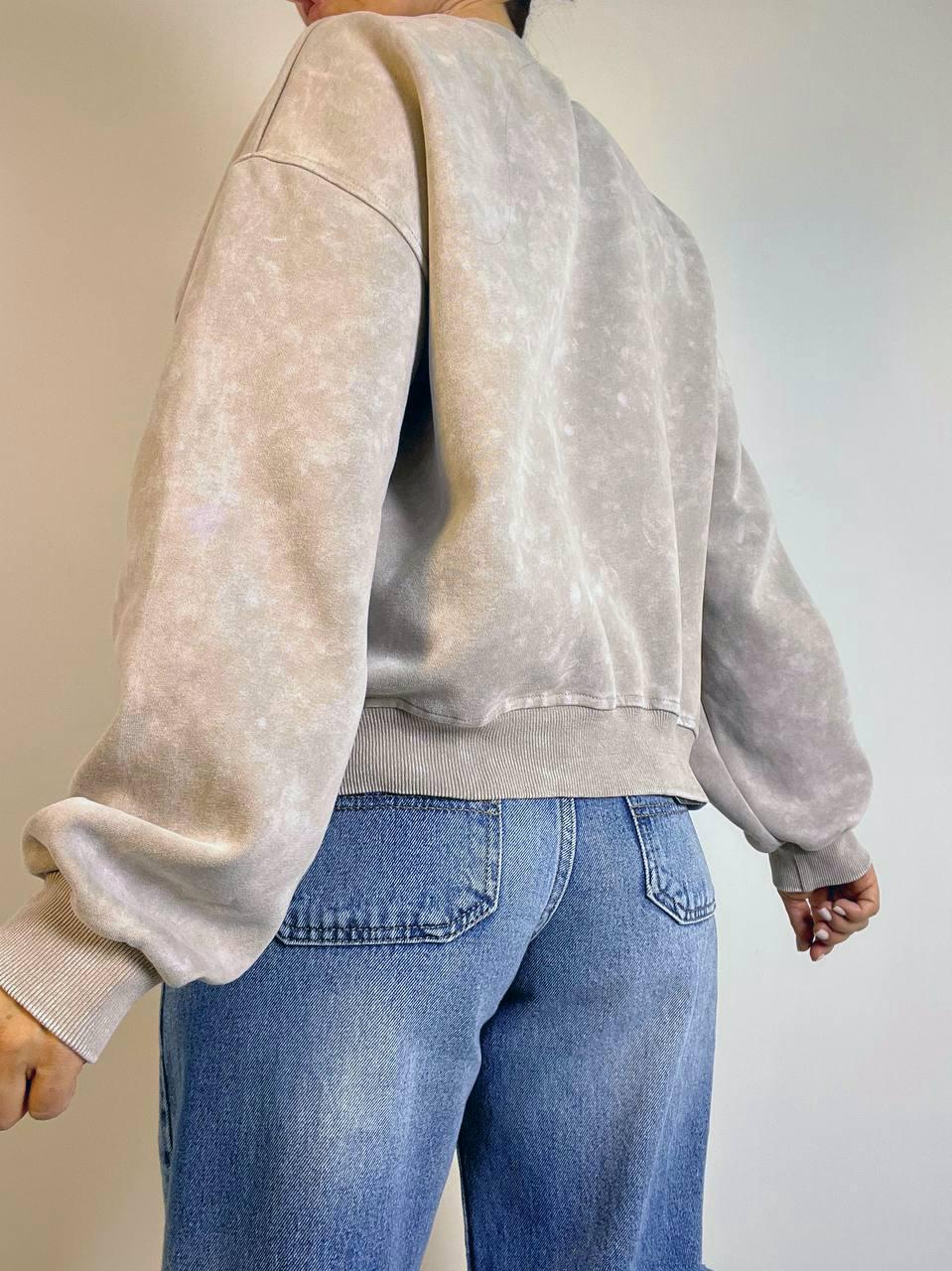 Світшот жіночий JOY ONE 25177 вільний крій середня довжина варений тай-дай OS Бежевий (3386) - фото 7 Світшот жіночий JOY ONE 25177 вільний крій середня довжина варений тай-дай OS Бежевий (3386) - фото 7